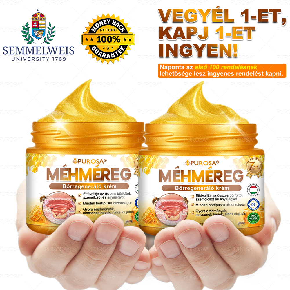 👍PUROSA® Magyarországon készült és innen szállítjuk ✨ PUROSA® Méhméreg Bőrregeneráló Krém 🔥 UTOLSÓ NAP – 80% KEDVEZMÉNY