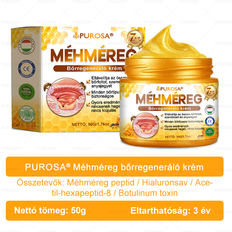 👍PUROSA® Magyarországon készült és innen szállítjuk ✨ PUROSA® Méhméreg Bőrregeneráló Krém 🔥 UTOLSÓ NAP – 80% KEDVEZMÉNY